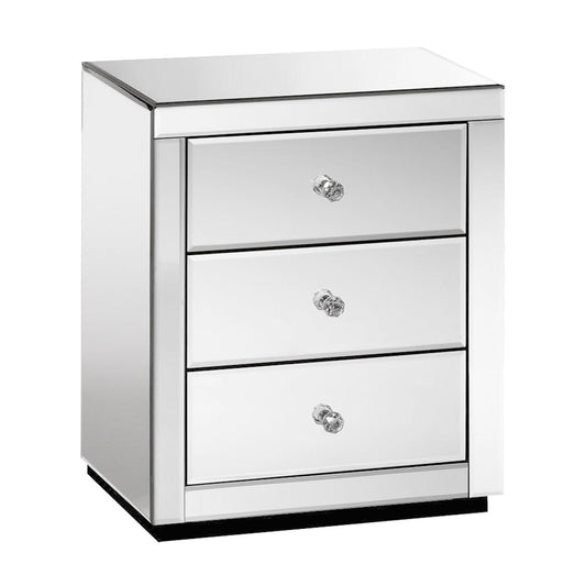 Artiss Mirrored Bedside Table Drawers Furniture Mirror Glass Presia
