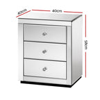 Artiss Mirrored Bedside Table Drawers Furniture Mirror Glass Presia