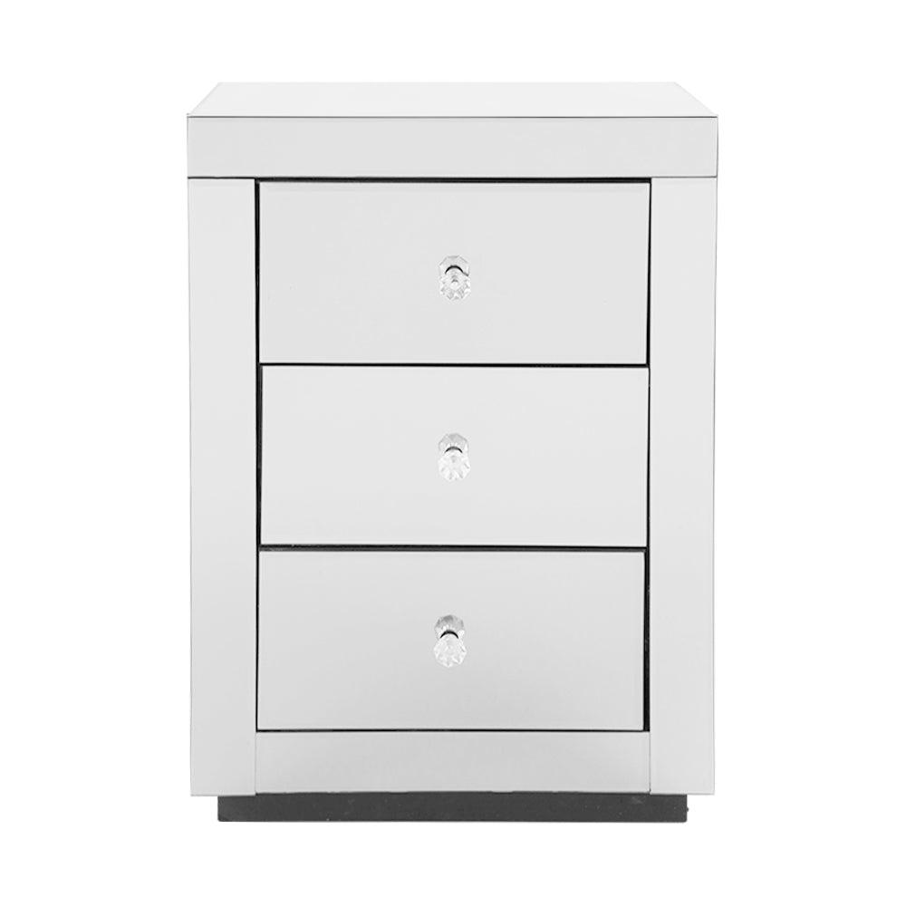 Artiss Mirrored Bedside Table Drawers Furniture Mirror Glass Presia