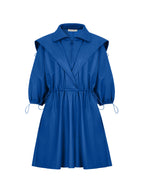 High Collar Leather Mini Dress