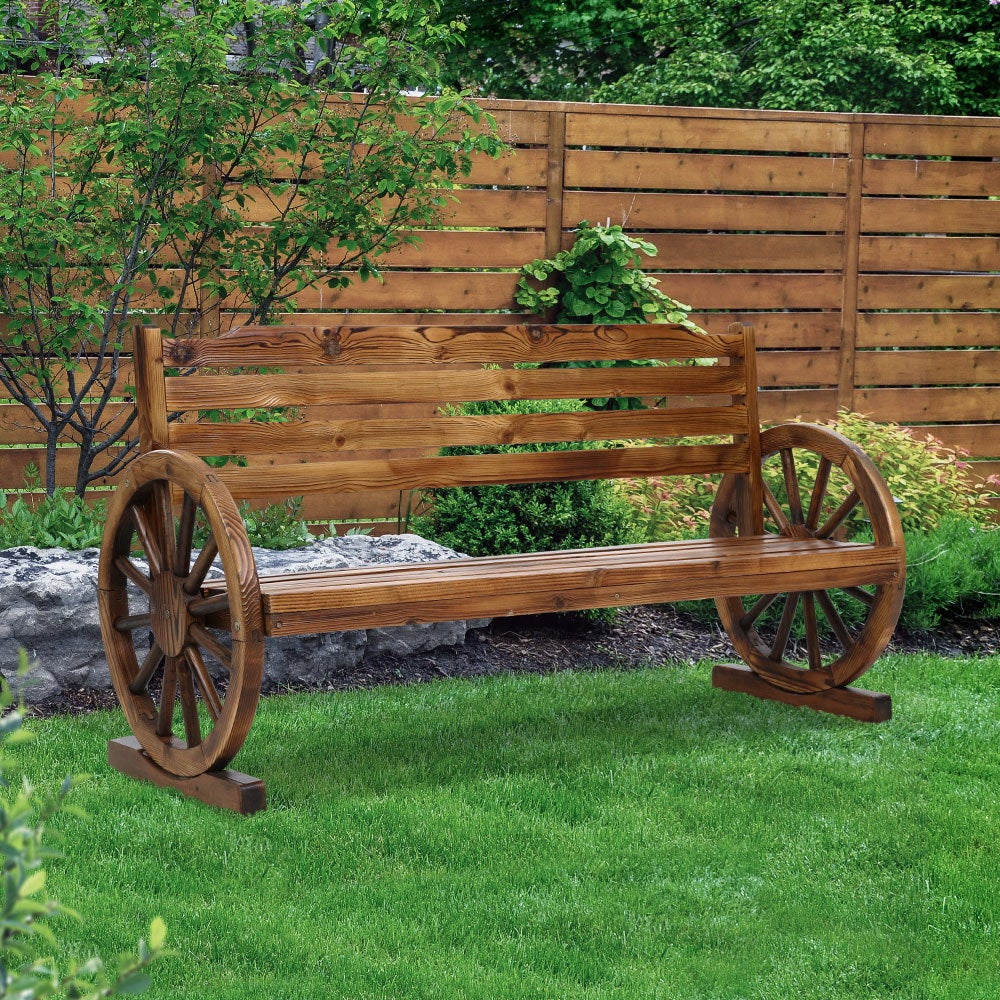 Gardeon Garden Bench Wooden Wagon Chair 3 Seat Outdoor Furniture