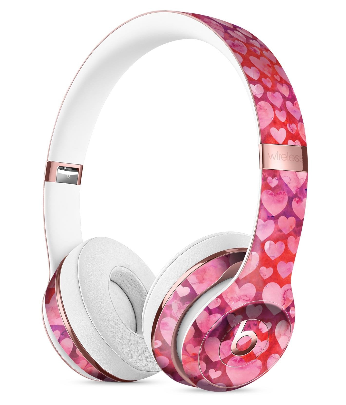 Pink and Red Watercolor Hearts Full-Body Skin Kit for the Beats by Dre