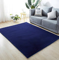 Lily Luxury Navy Blue Chinchilla Faux Fur Area Rug