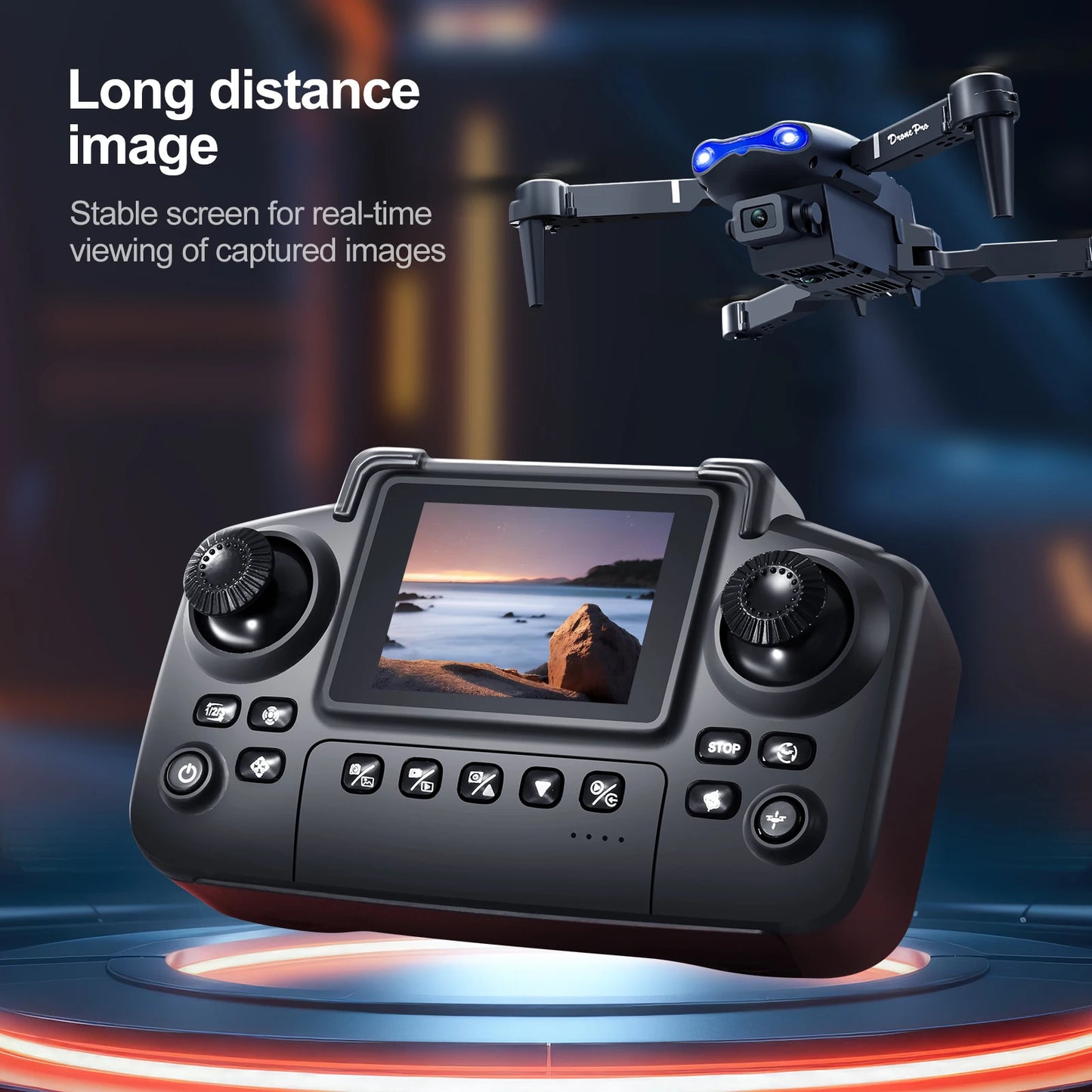 New E88 E99 Drone Remote Control with Screen Dual Camera Optical Flow