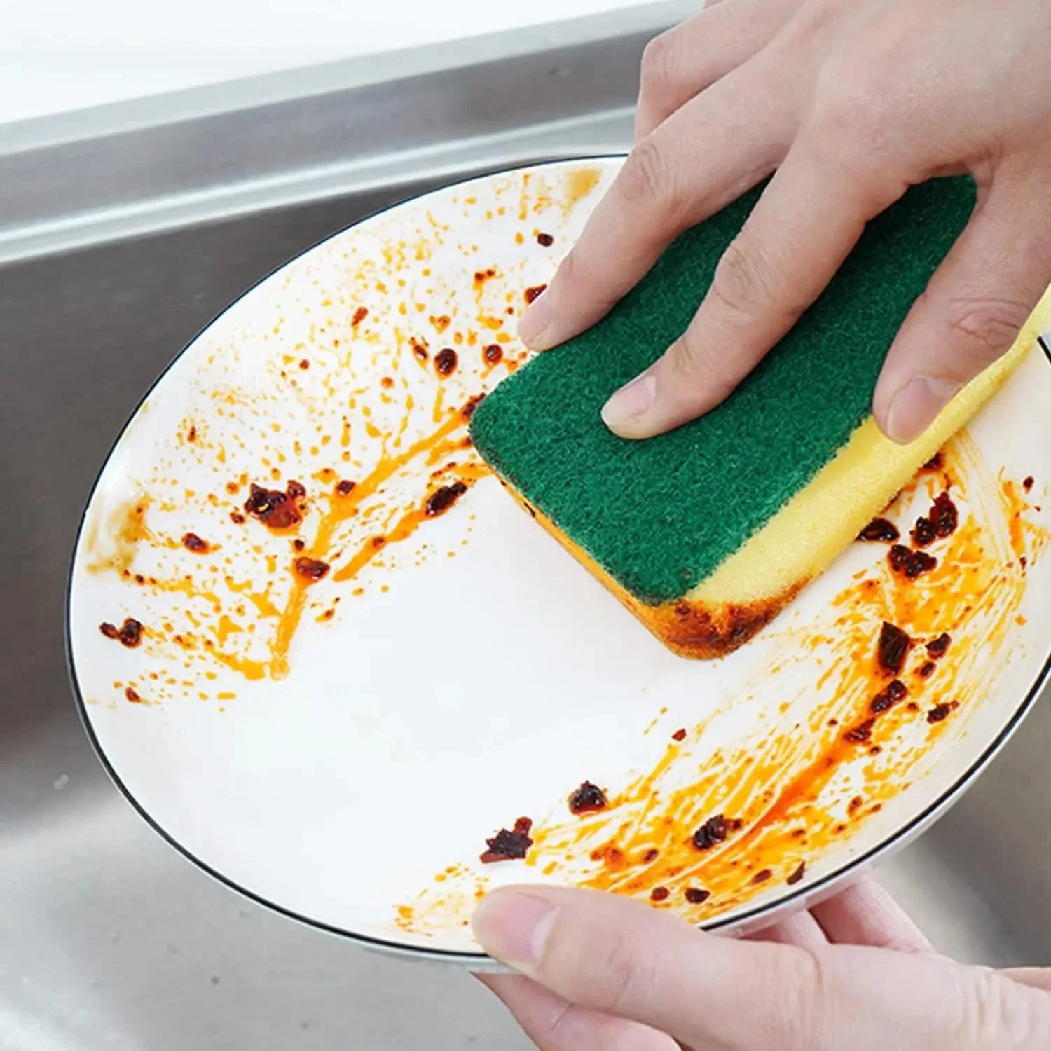 Highly absorbent double-sided sponge magic cleaning pot rust sponge