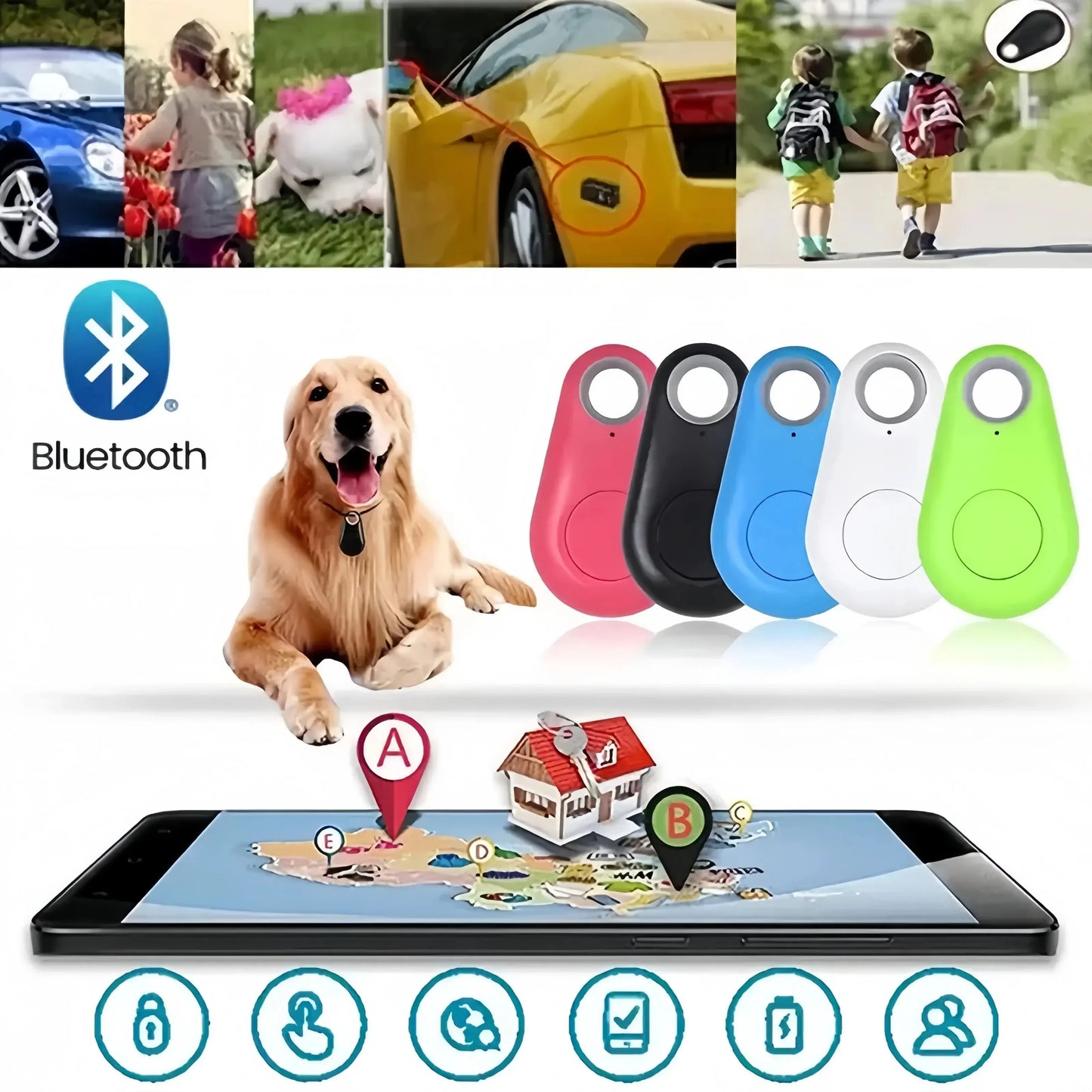 Mini GPS Pet Tracker Wallet Anti-Lost Device with Two-Way Positioning