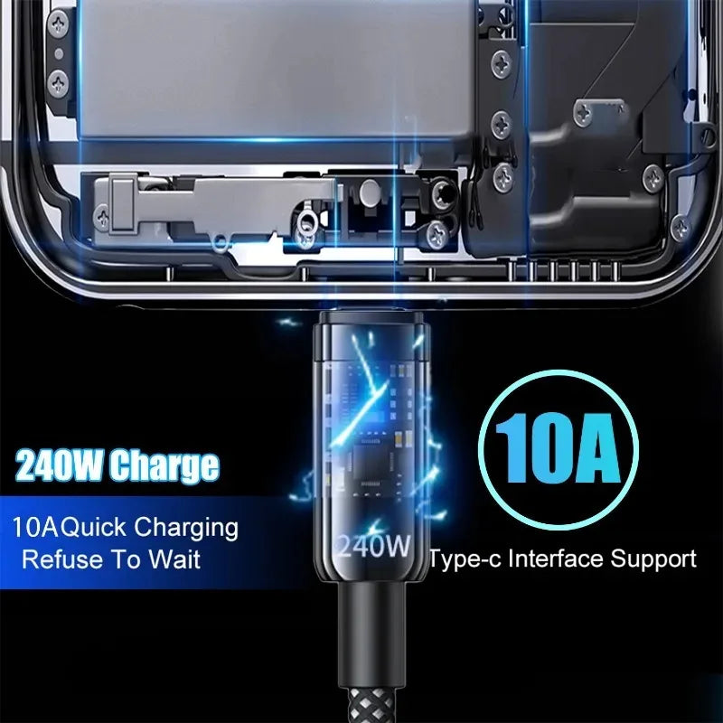 240W Nylon Braided USB-C PD Super Fast Charging Cable