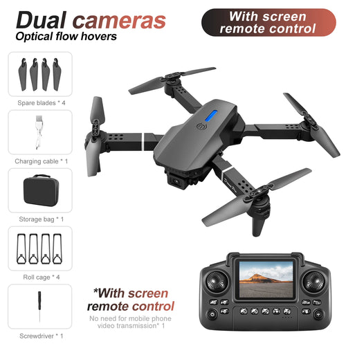 New E88 E99 Drone Remote Control with Screen Dual Camera Optical Flow