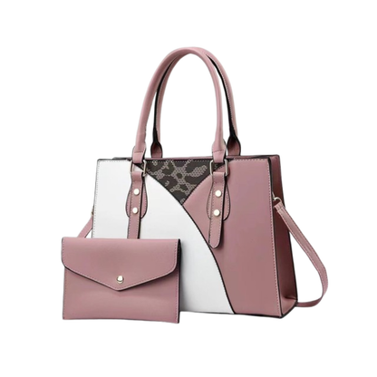Fredecong Women's 2-Piece PU Leather Handbag Set - Tote Bag with Matching Clutch