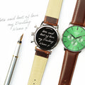 Handwriting Engraving - Men's Architect Motivator Green Face Walnut