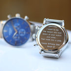 Men's Architect Motivator In Blue With Silver Mesh Strap - Modern Font