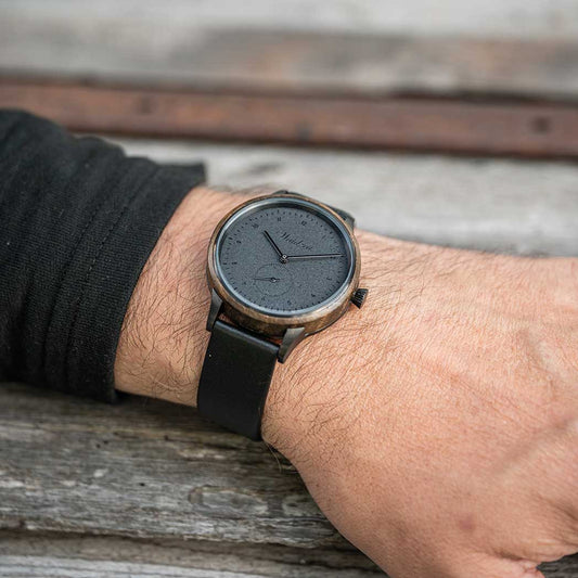 Waidzeit Mystic Black leather strap, Unisex