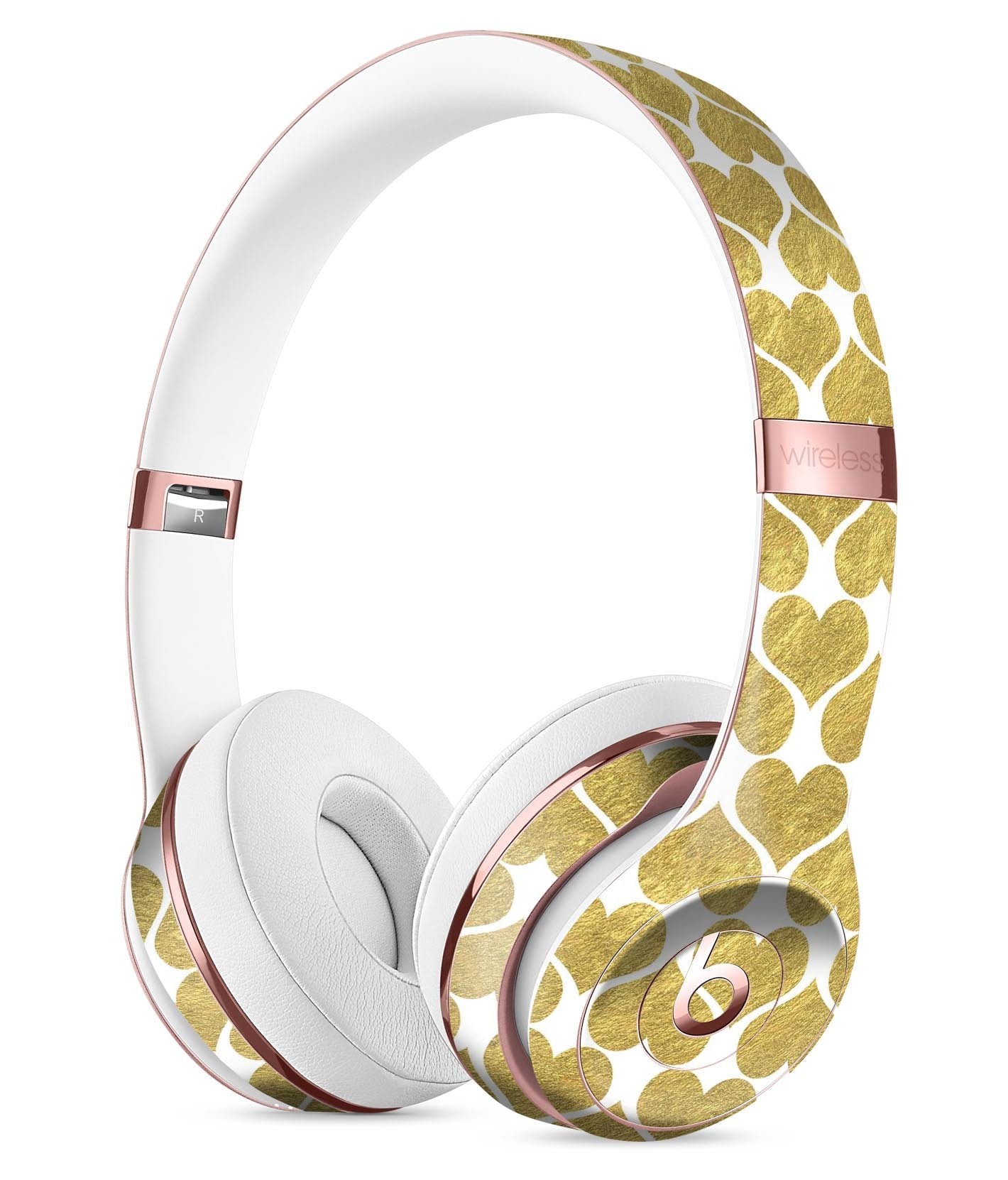 White and Gold Foil Hearts v11 Full-Body Skin Kit for the Beats by Dre