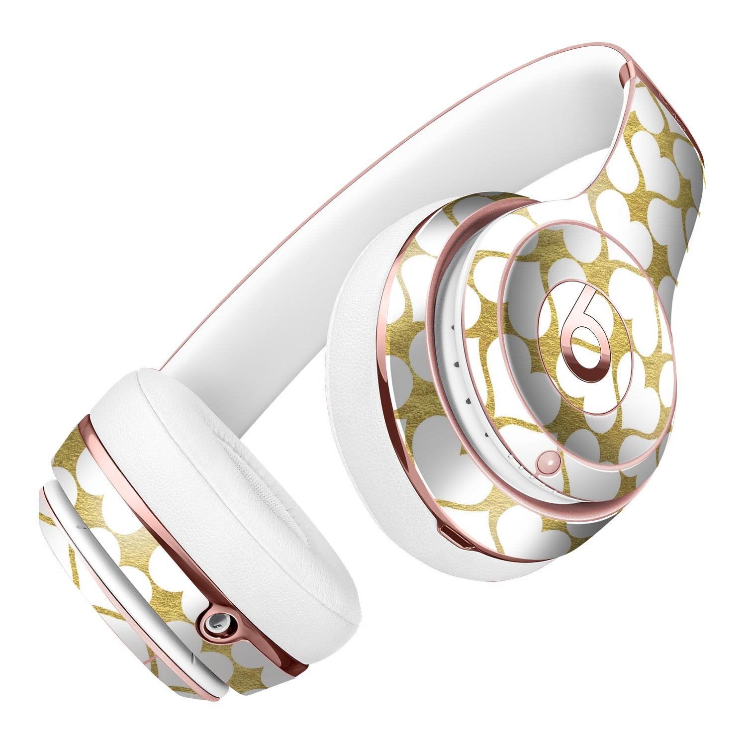 White and Gold Foil Hearts v13 Full-Body Skin Kit for the Beats by Dre