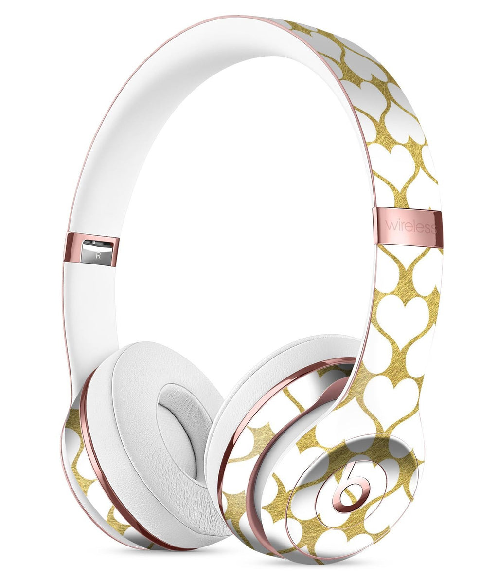 White and Gold Foil Hearts v13 Full-Body Skin Kit for the Beats by Dre