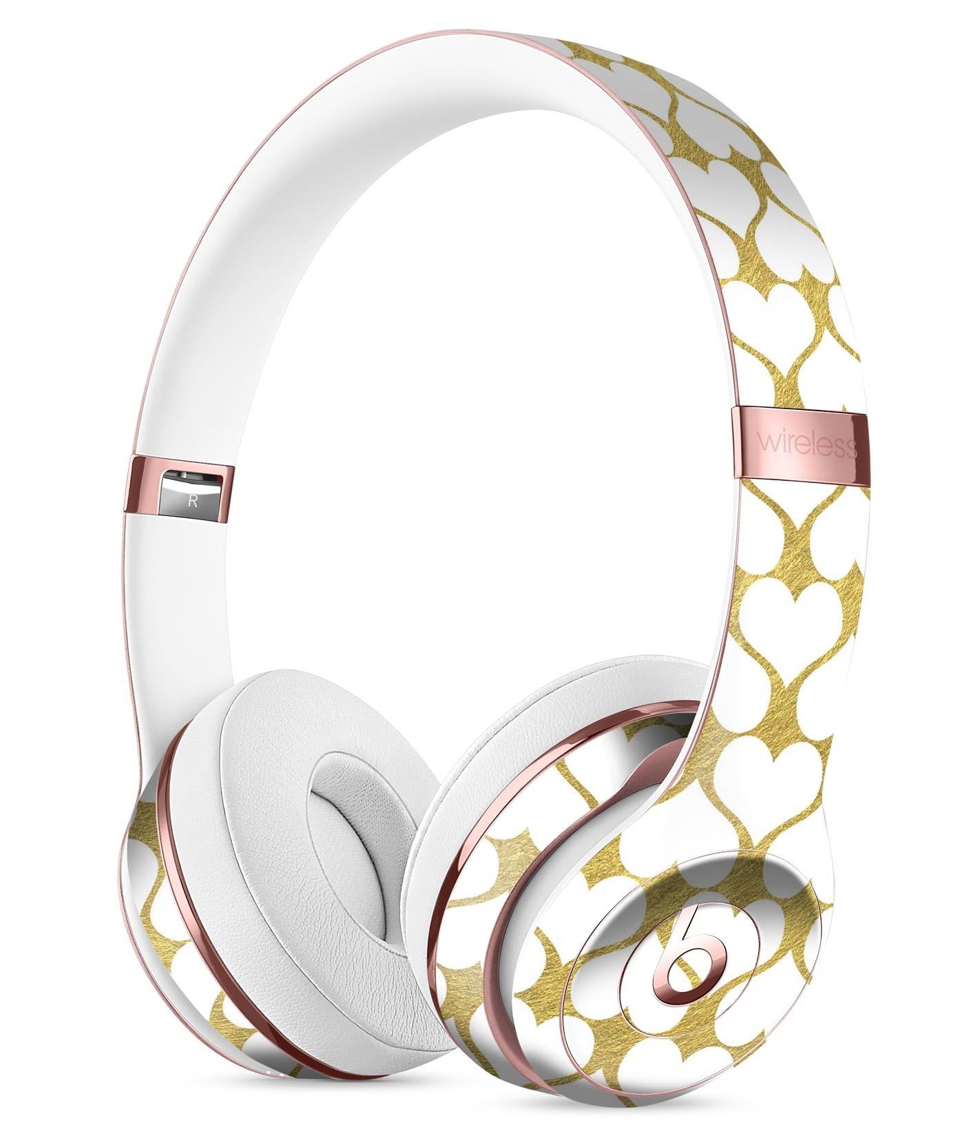 White and Gold Foil Hearts v13 Full-Body Skin Kit for the Beats by Dre