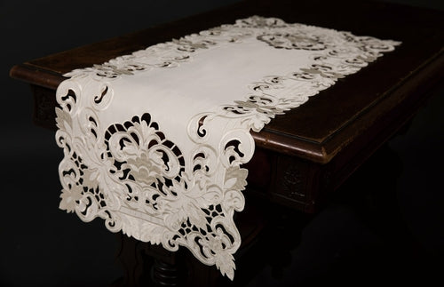 Xia Home Fashions Garden Trellis Cutwork Table Runner 15x34 White