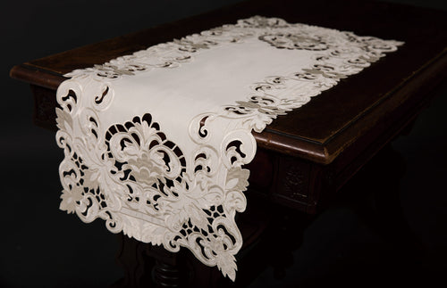 Xia Home Fashions Garden Trellis Cutwork Table Runner 15x34 White