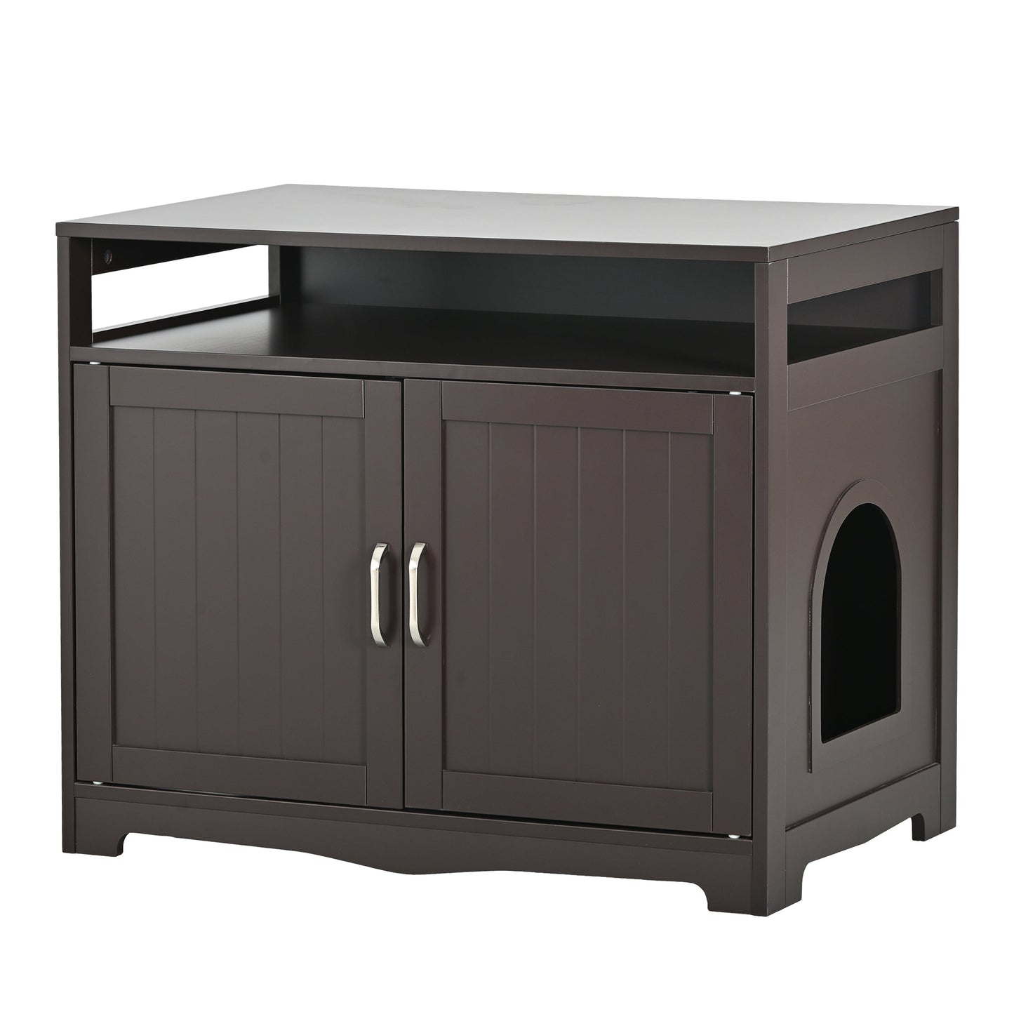 Hidden Cat Litter Box Furniture with Storage Bench , Wooden Pet House