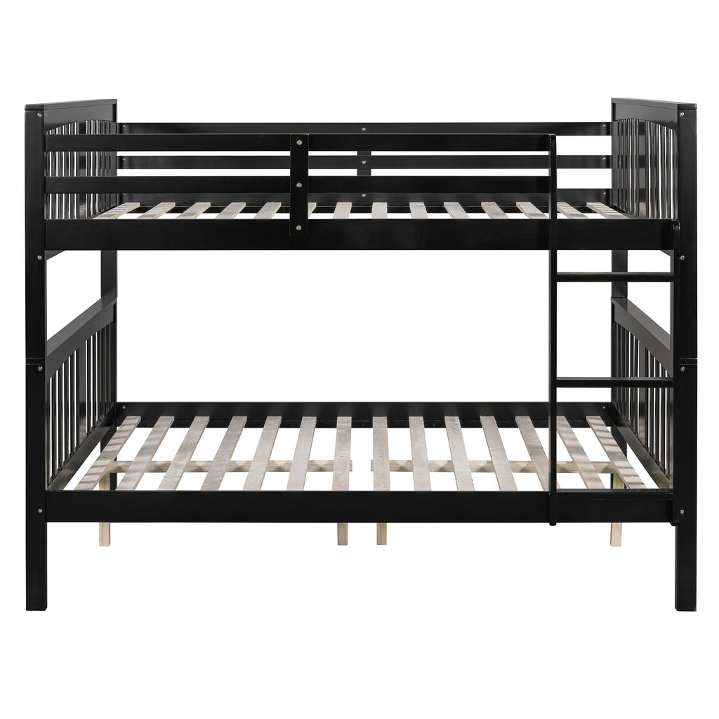 Full over Full Bunk Bed with Ladder for Bedroom, Guest Room Furniture
