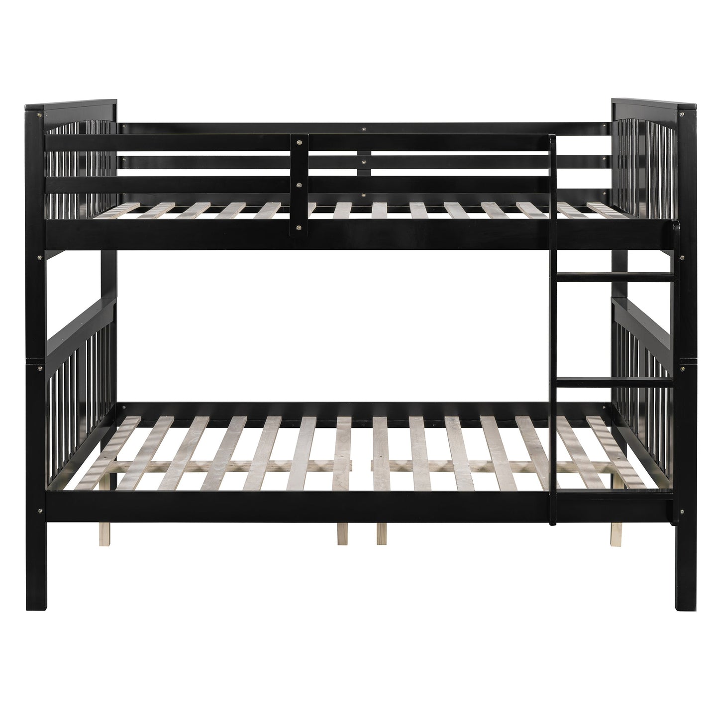Full over Full Bunk Bed with Ladder for Bedroom, Guest Room Furniture