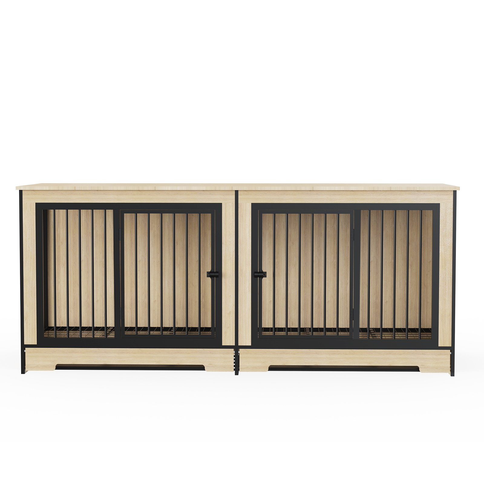 XL Double Dog Crate Furniture – Wooden Dog Kennel with Two