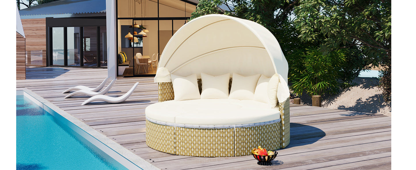 Patio Furniture Round Outdoor Sectional Sofa Set Rattan Daybed