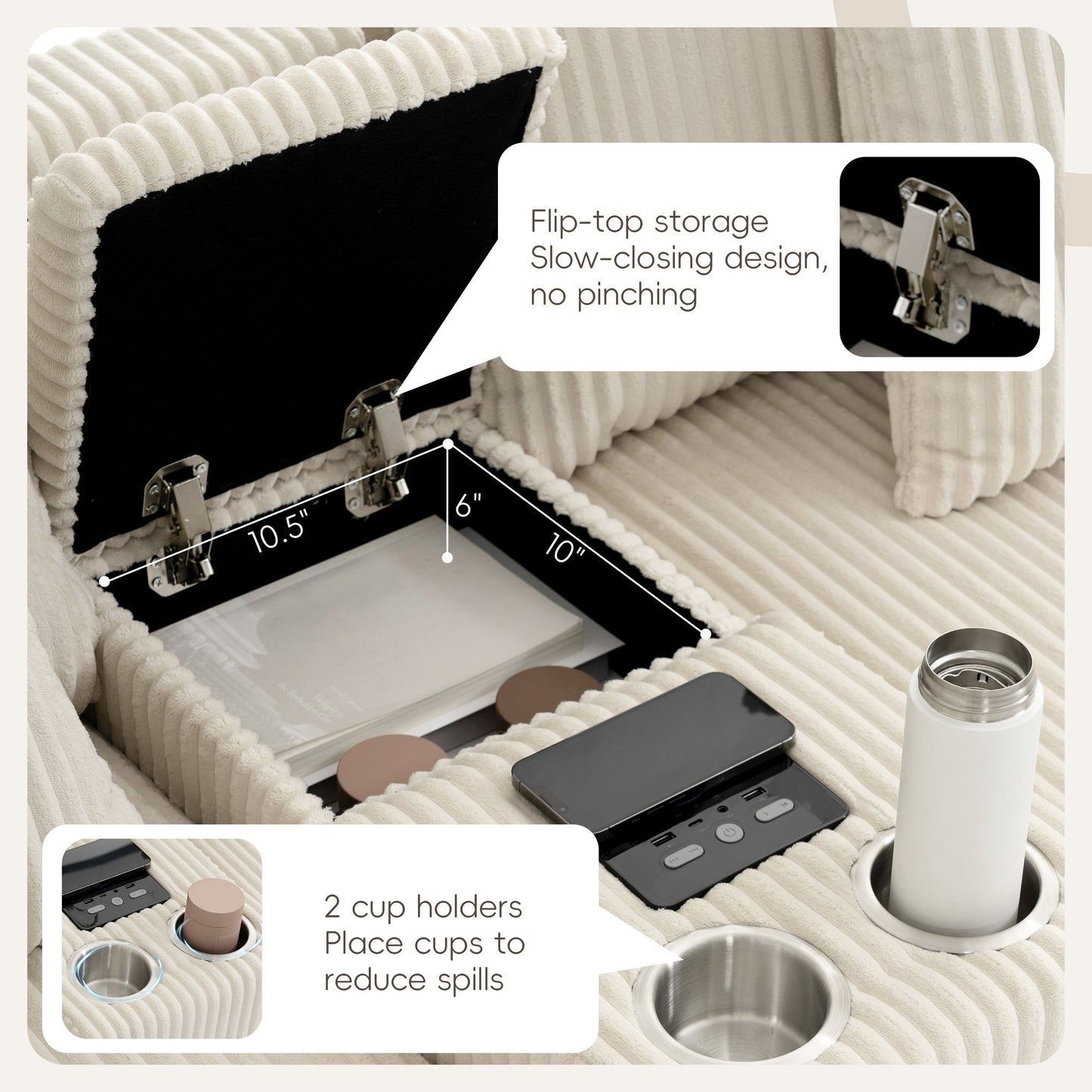 [VIDEO]141.5*64'' Corduroy Sectional Sofa with Bluetooth Speakers,