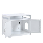 Hidden Cat Litter Box Furniture with Storage Bench , Wooden Pet House