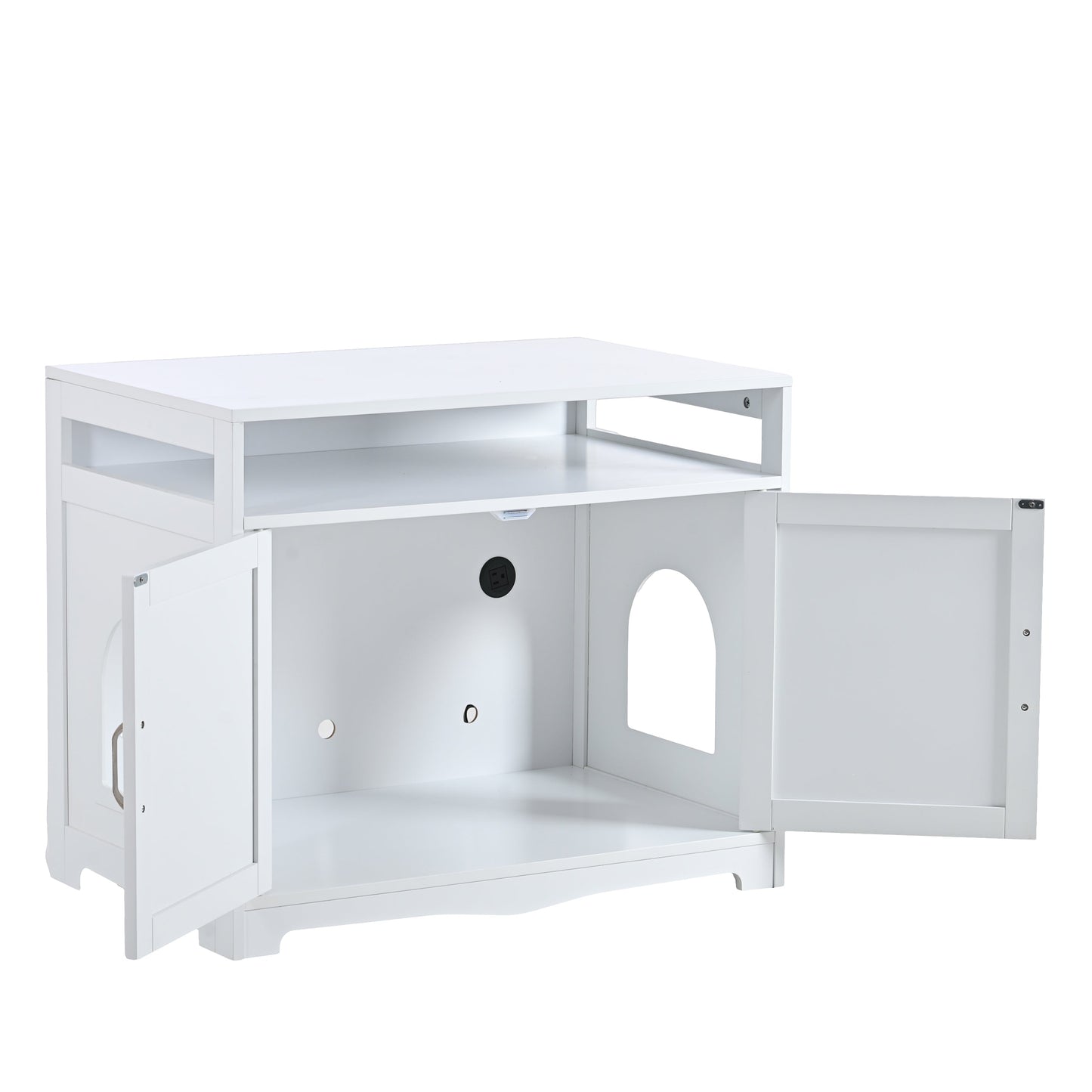 Hidden Cat Litter Box Furniture with Storage Bench , Wooden Pet House