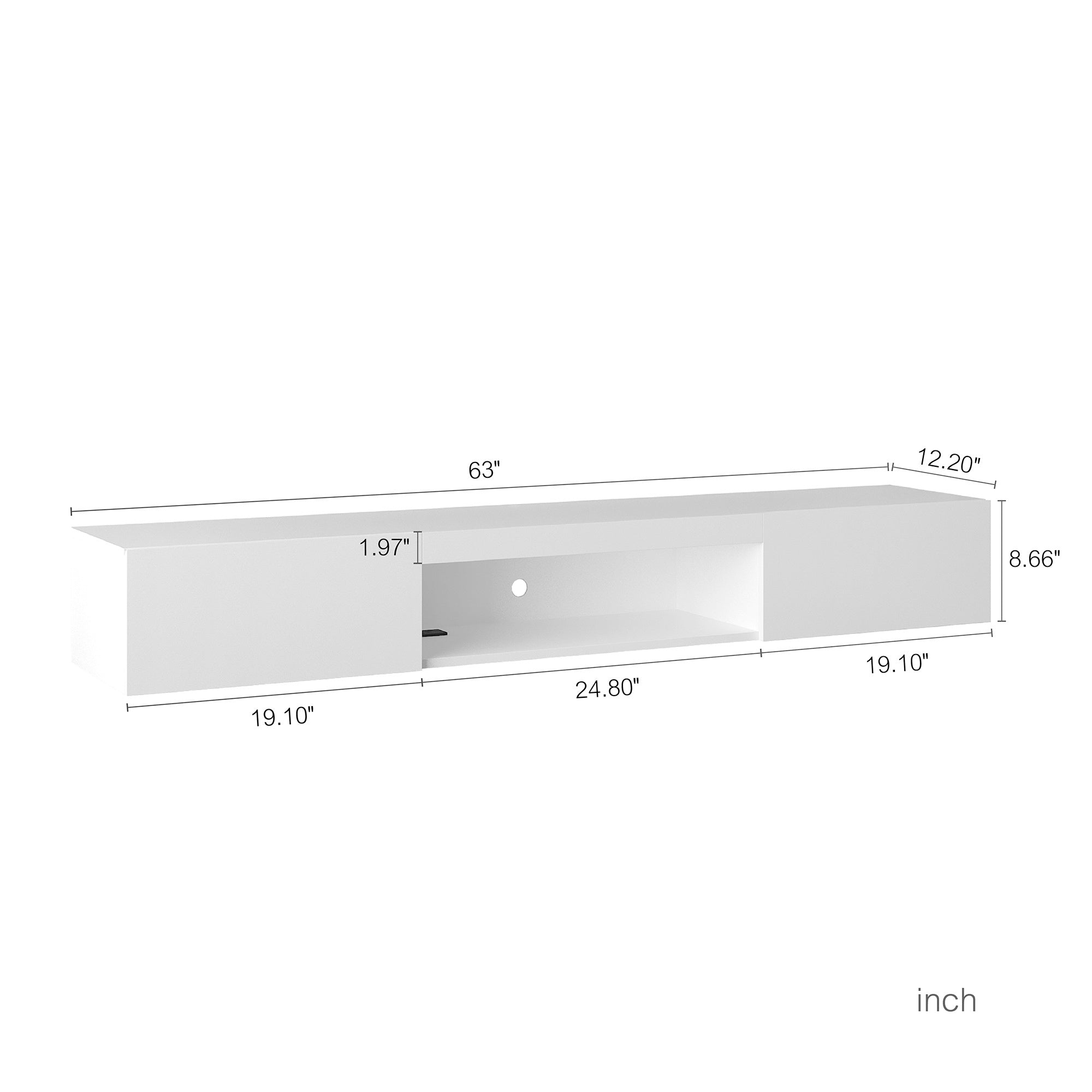 LumiWall™ – Floating TV Wall Shelf with 16-Color LED Lights for 55–65"