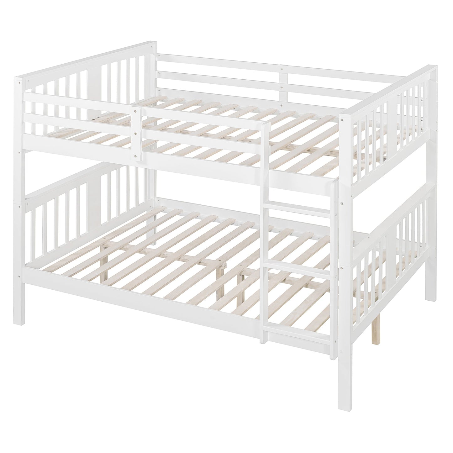 Full over Full Bunk Bed with Ladder for Bedroom, Guest Room Furniture
