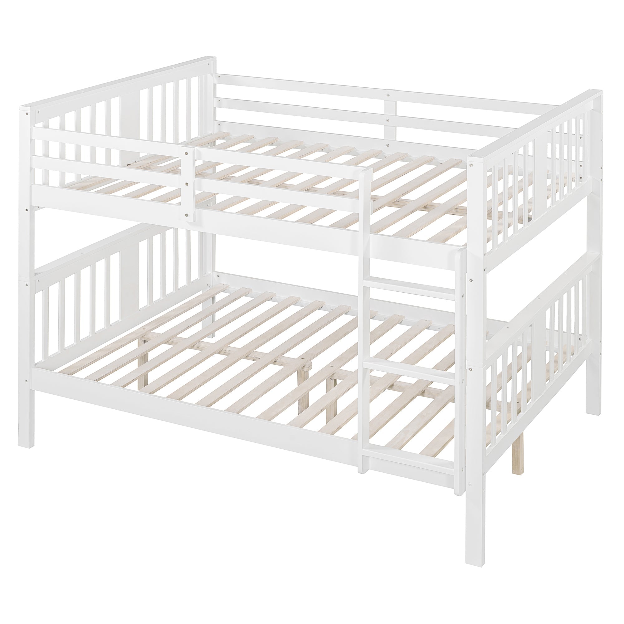 Full over Full Bunk Bed with Ladder for Bedroom, Guest Room Furniture