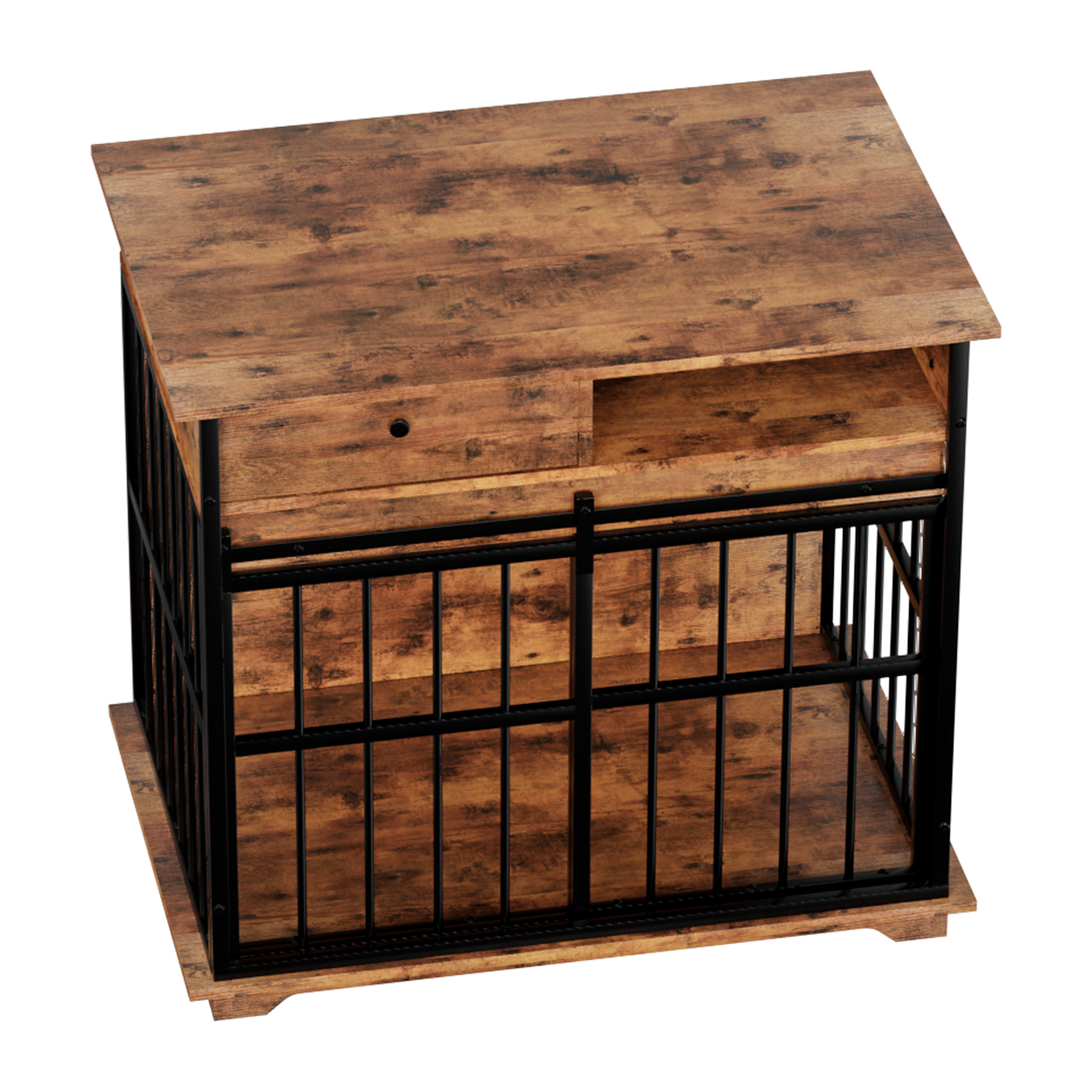 Modern Wooden Dog Crate Furniture with Tray, Large Indoor Pet Kennel