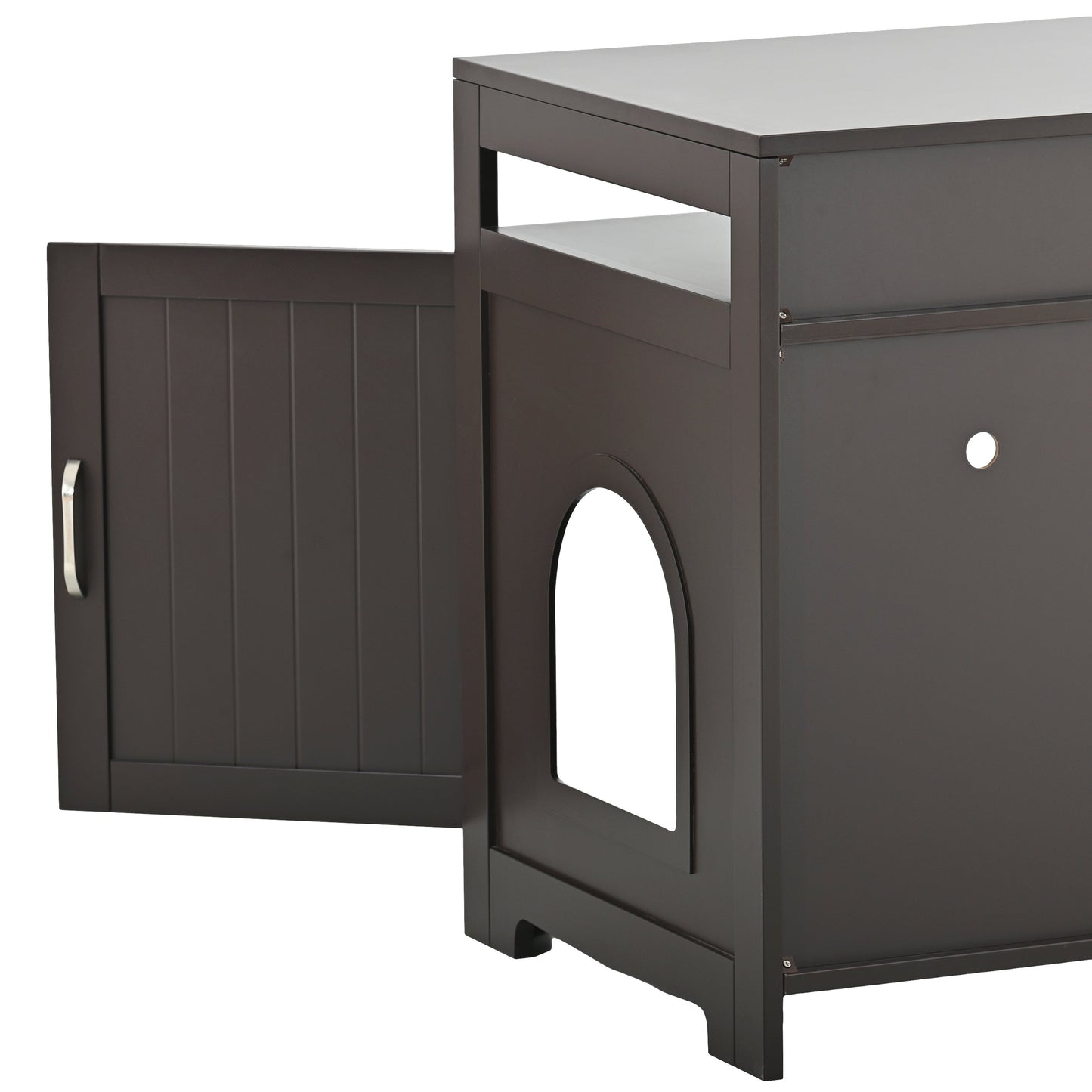 Hidden Cat Litter Box Furniture with Storage Bench , Wooden Pet House
