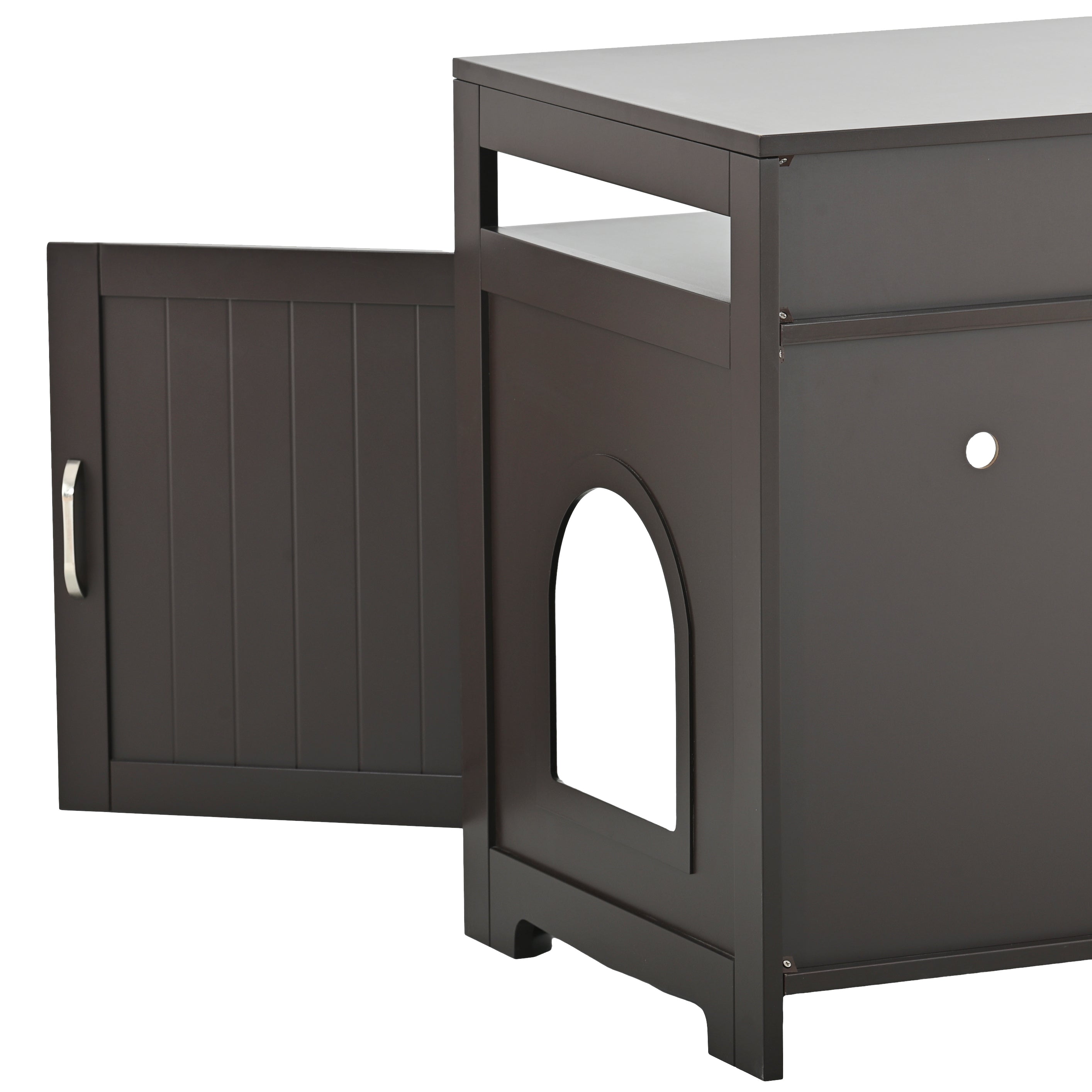 Hidden Cat Litter Box Furniture with Storage Bench , Wooden Pet House