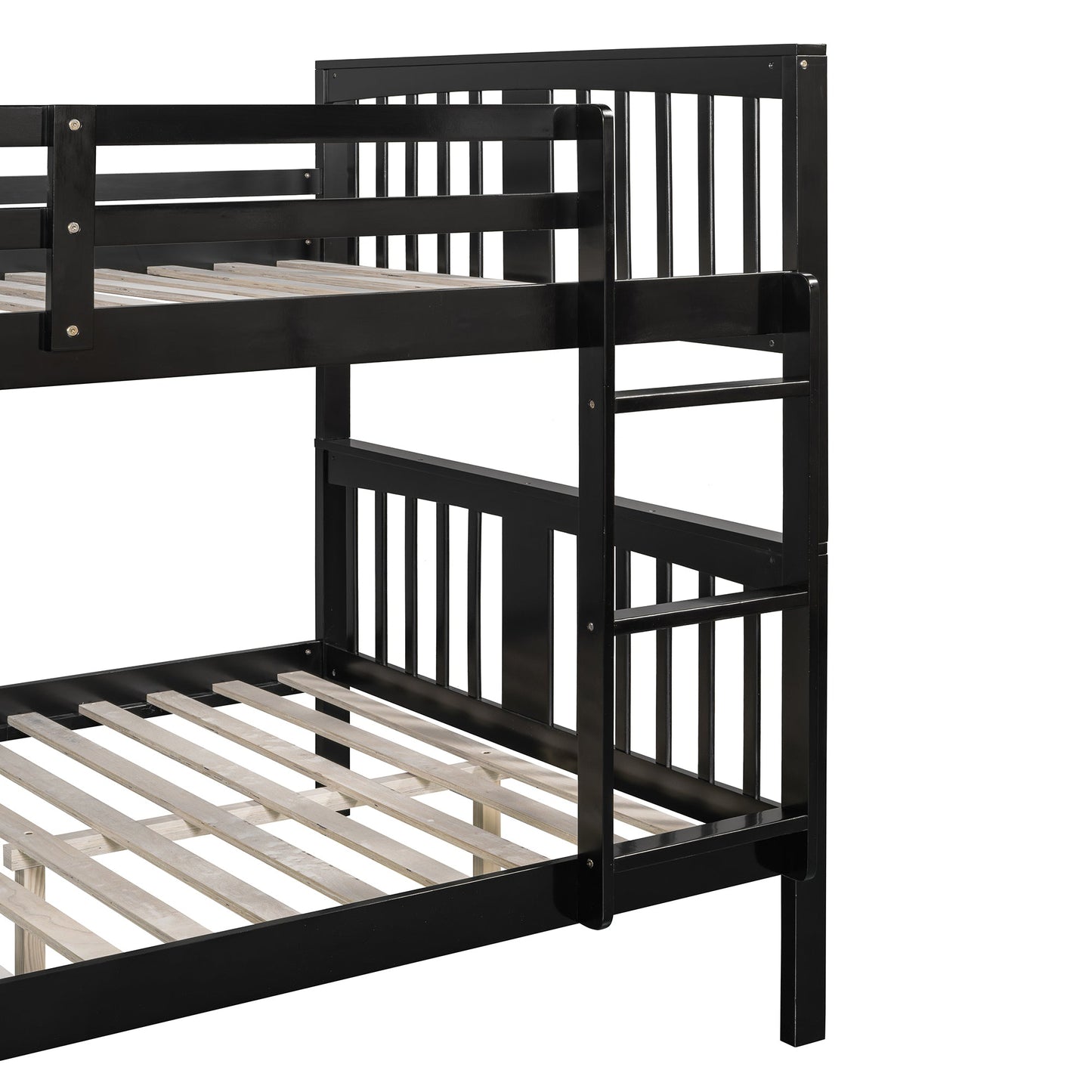 Full over Full Bunk Bed with Ladder for Bedroom, Guest Room Furniture