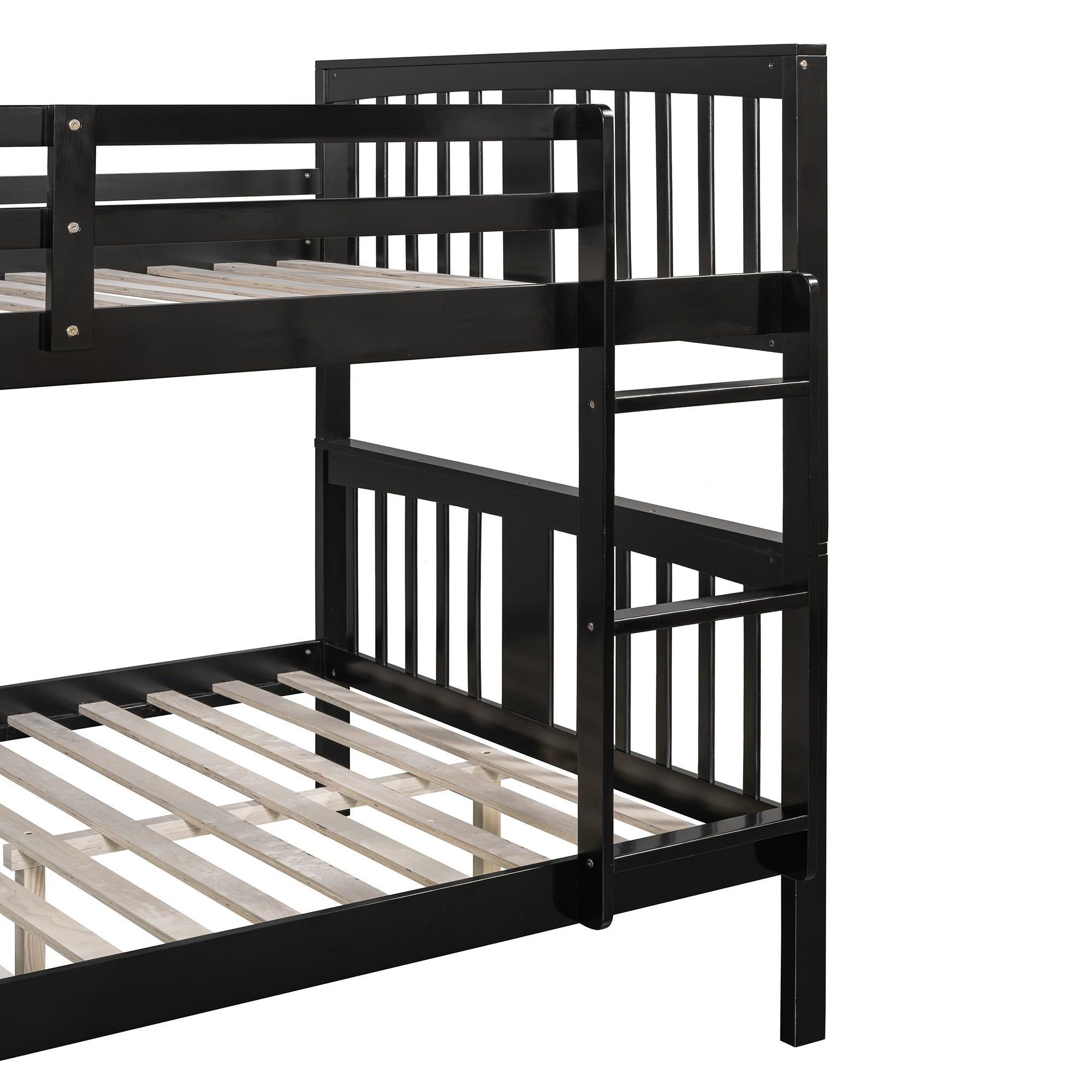 Full over Full Bunk Bed with Ladder for Bedroom, Guest Room Furniture