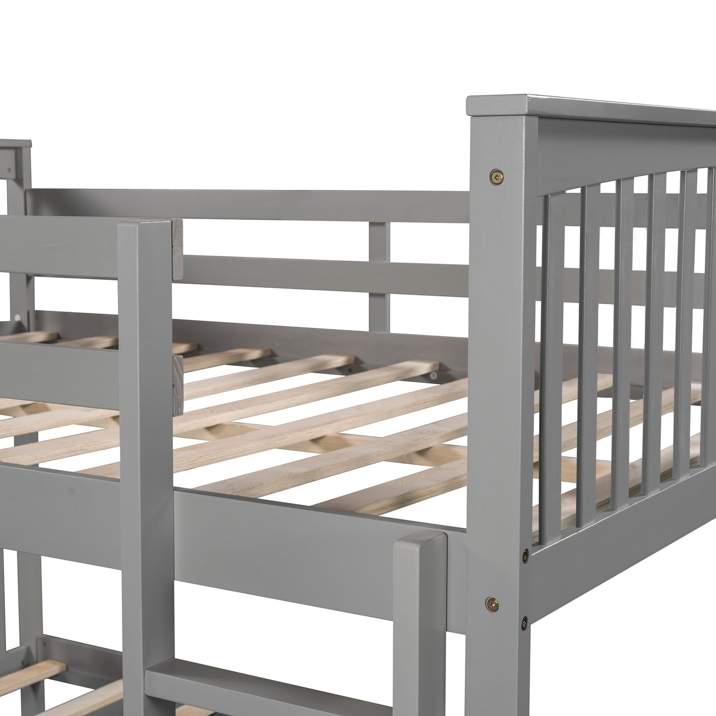 Full over Full Bunk Bed with Ladder for Bedroom, Guest Room Furniture