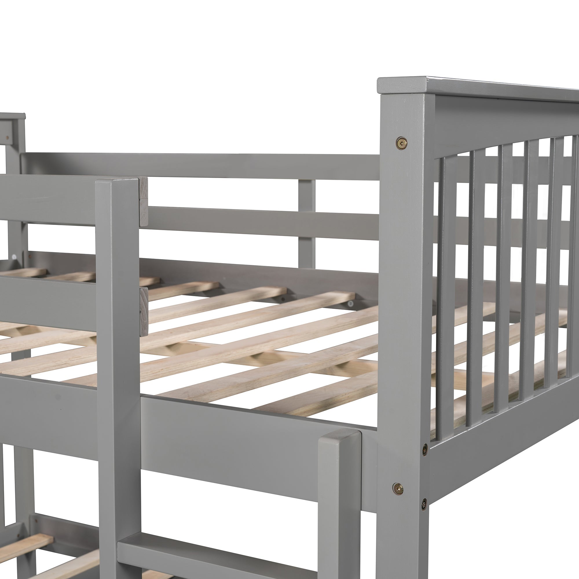 Full over Full Bunk Bed with Ladder for Bedroom, Guest Room Furniture