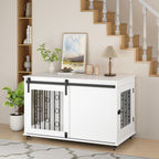 Modern Wooden Dog Crate Furniture with Sliding Barn Door – MDF Indoor
