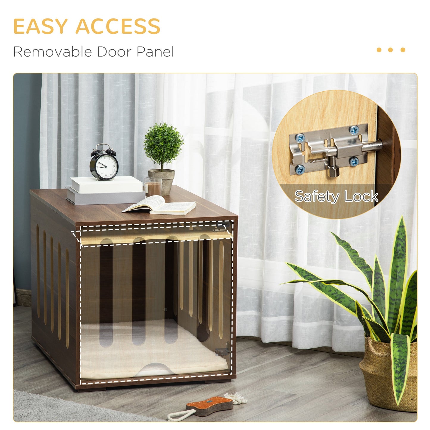 Furniture Style Dog Crate End Table with Removable Door Panel, Dog
