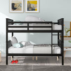 Full over Full Bunk Bed with Ladder for Bedroom, Guest Room Furniture
