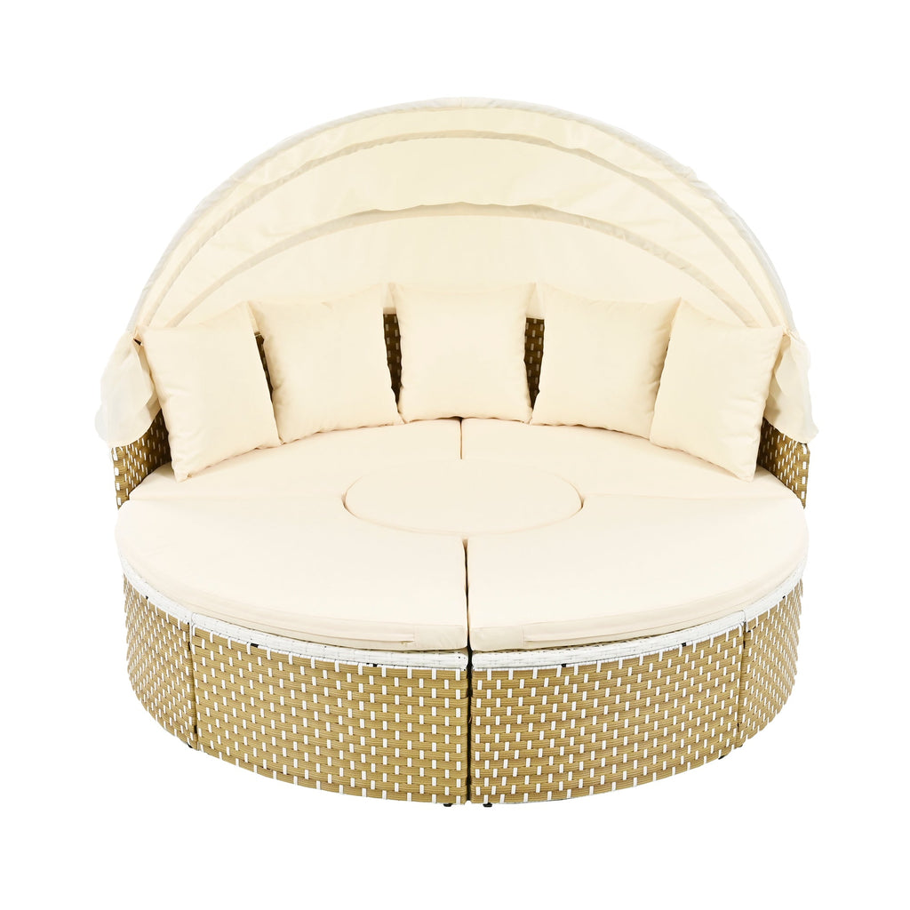 Patio Furniture Round Outdoor Sectional Sofa Set Rattan Daybed