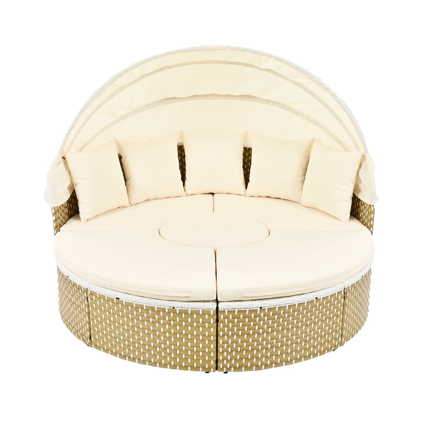 Patio Furniture Round Outdoor Sectional Sofa Set Rattan Daybed