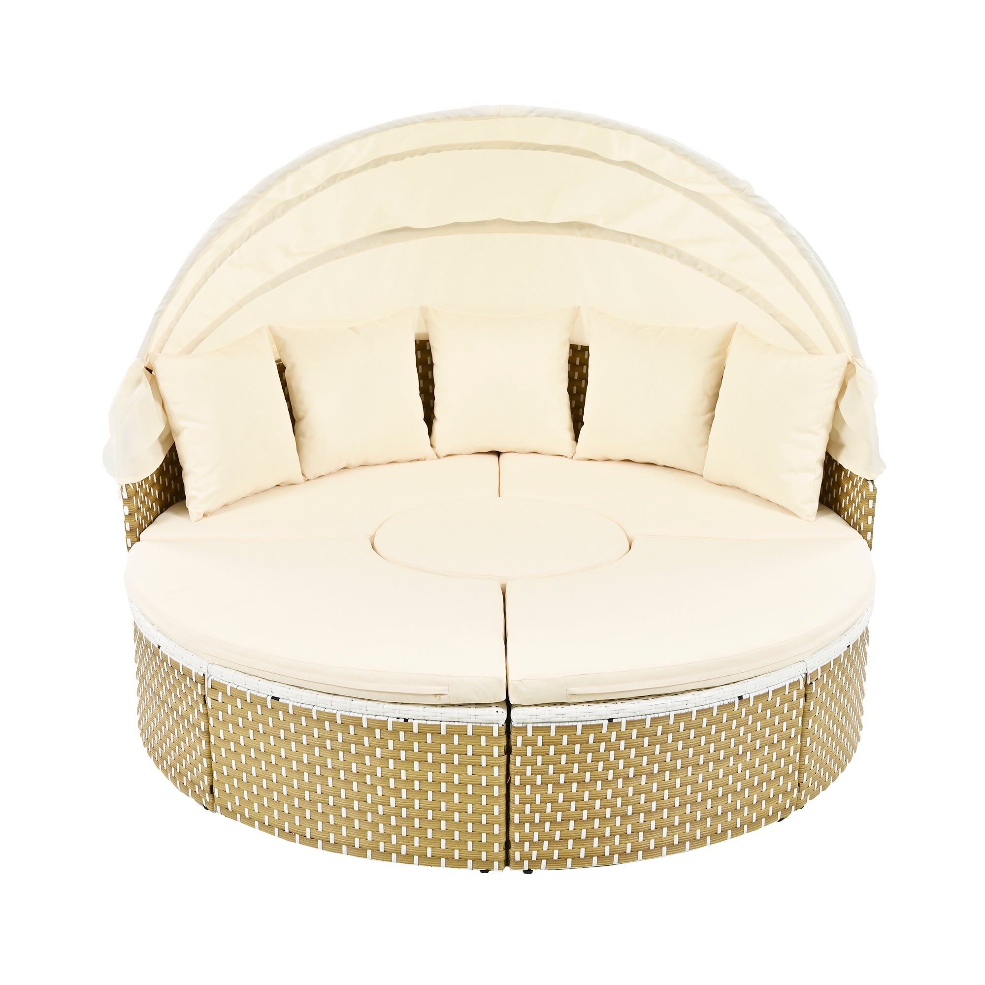 Patio Furniture Round Outdoor Sectional Sofa Set Rattan Daybed