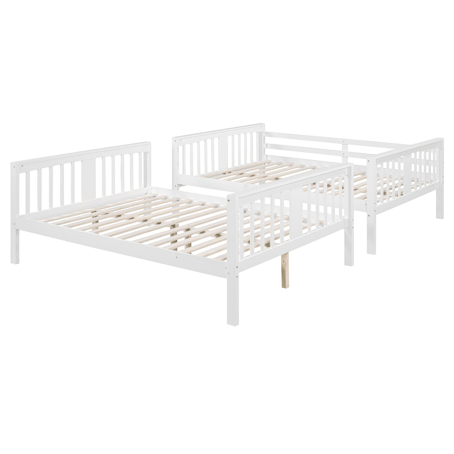Full over Full Bunk Bed with Ladder for Bedroom, Guest Room Furniture