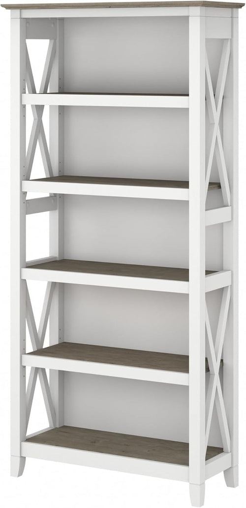 Bush Furniture Key West 66 Inch Bookcase Shiplap Gray White