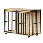 Large Wooden Dog Crate Furniture with Tray , Indoor Pet Kennel Side