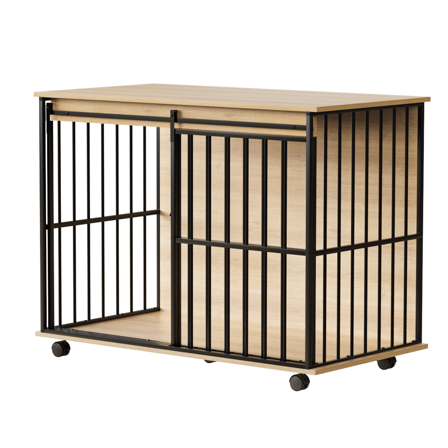 Large Wooden Dog Crate Furniture with Tray , Indoor Pet Kennel Side